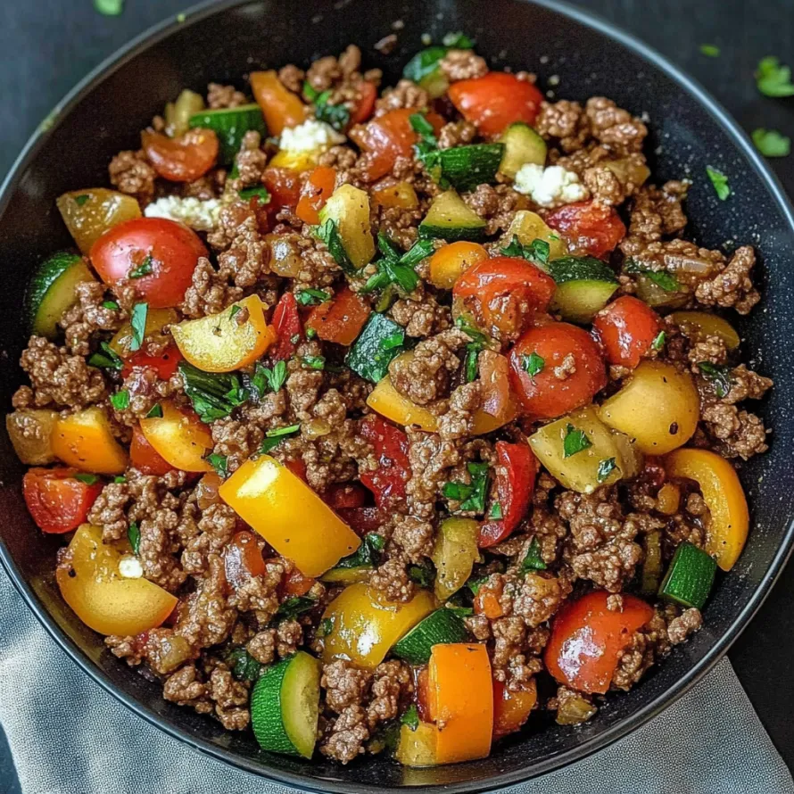 Uma taça de carne com vegetais.