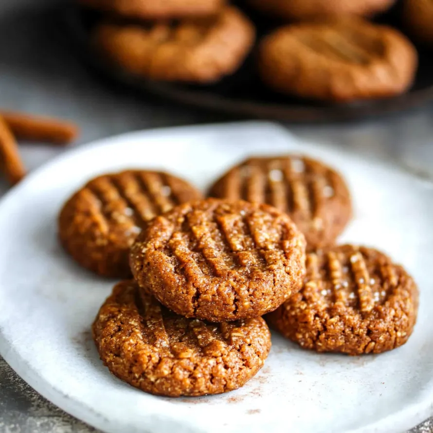 Um prato de biscoitos com um biscoito marrom e branco por cima.