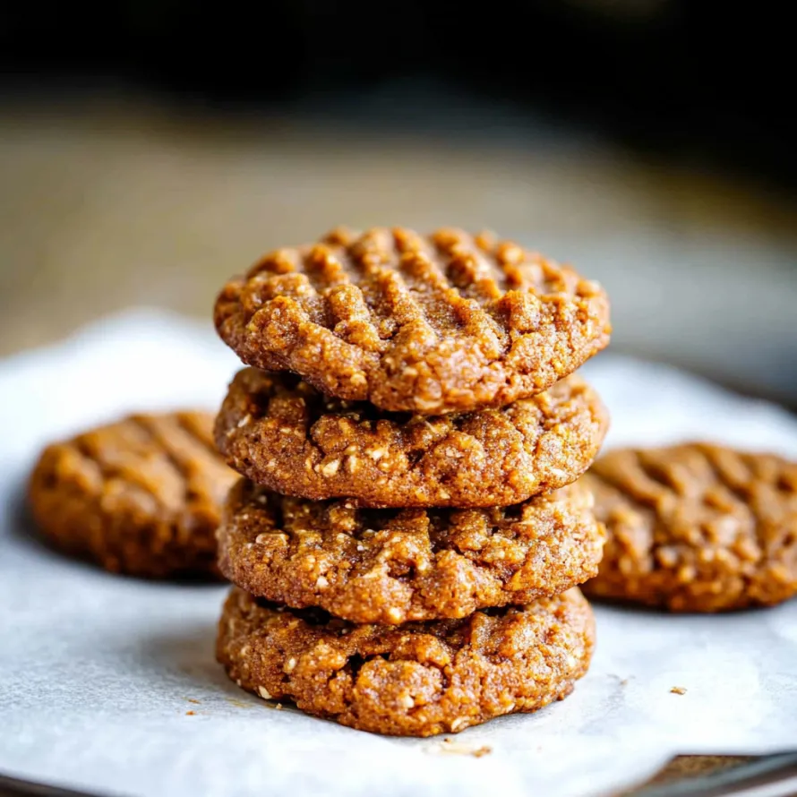 Uma pilha de biscoitos marrons.