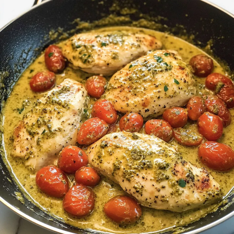 Uma panela de frango com tomates e ervas.