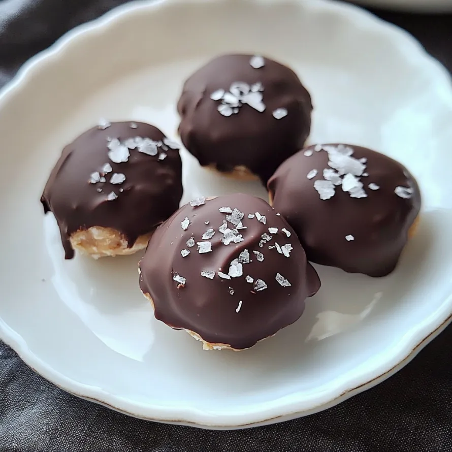 Um prato de sobremesas cobertas de chocolate.