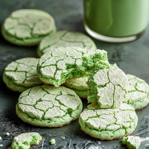 Um cookie verde com cobertura branca.