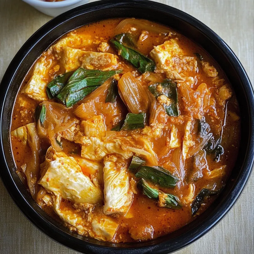 Uma tigela de comida com um vegetal verde por cima.