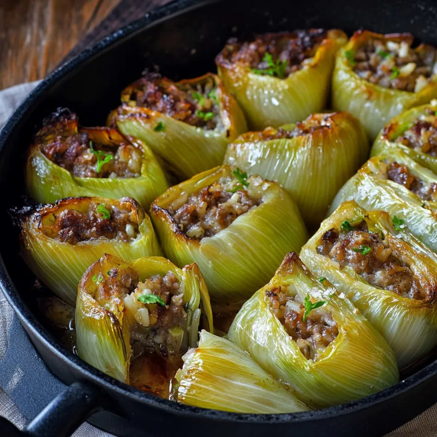 Um tabuleiro de comida com um vegetal verde.