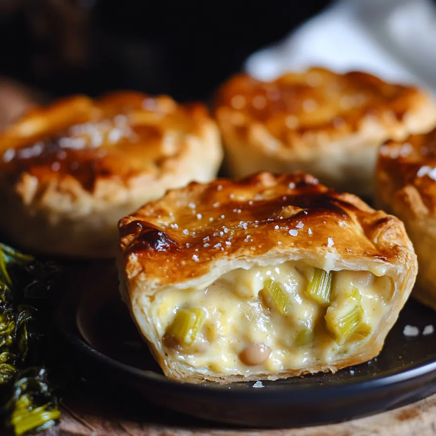 Três pequenas tortas num prato.