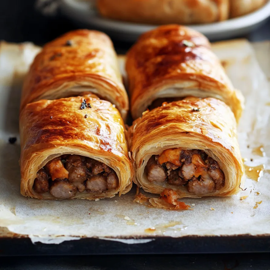 Dois folhados com carne e queijo.