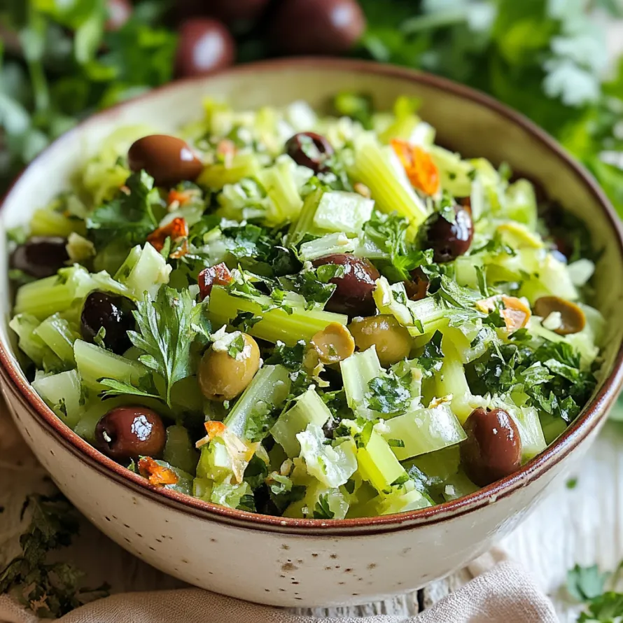 Uma tigela de vegetais com azeitonas, pepinos e brócolis.