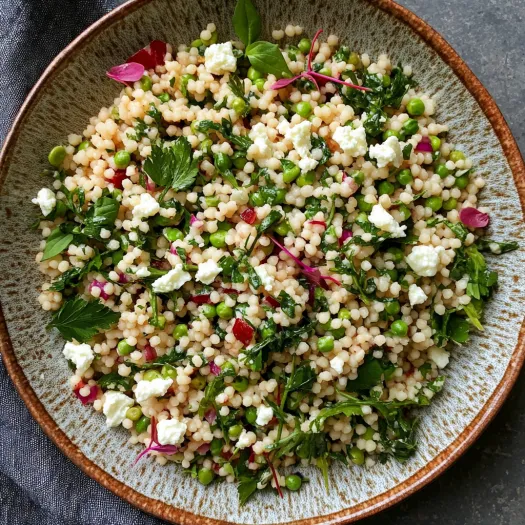 Uma tigela de arroz com legumes e queijo.