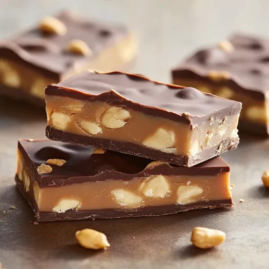 Um close de uma barra de chocolate com amendoim.