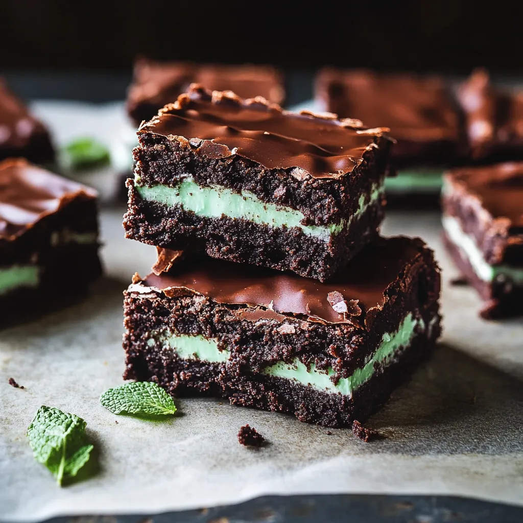 Uma pilha de barras de chocolate e menta.