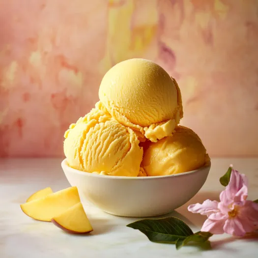 Uma taça de gelado com uma flor por cima.