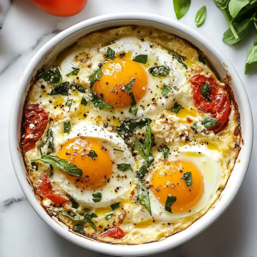 Uma tigela de ovos com tomates.