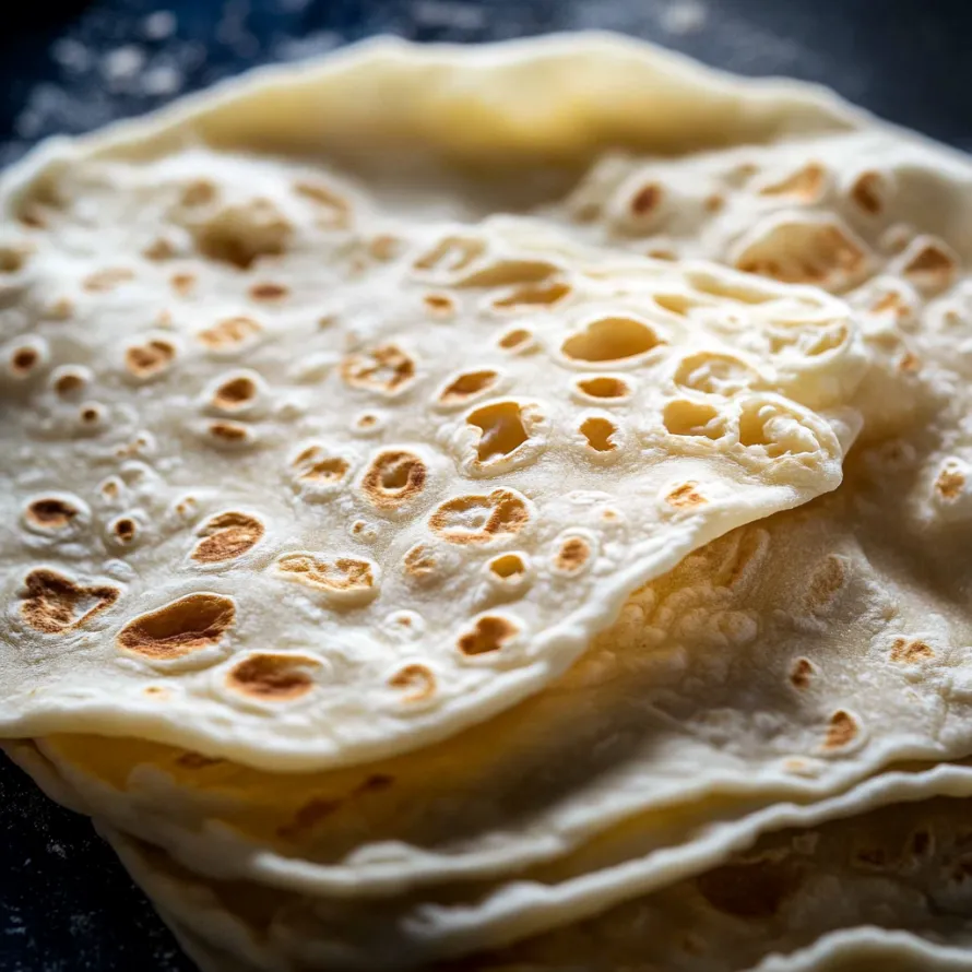 Uma pilha de tortilhas.