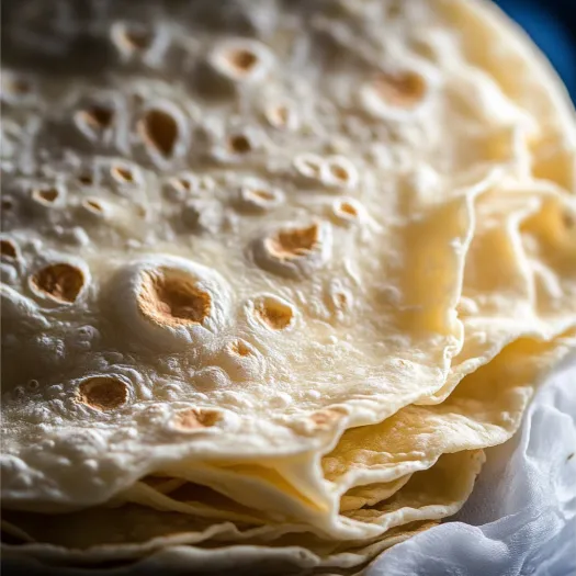 Uma pilha de tortilhas.
