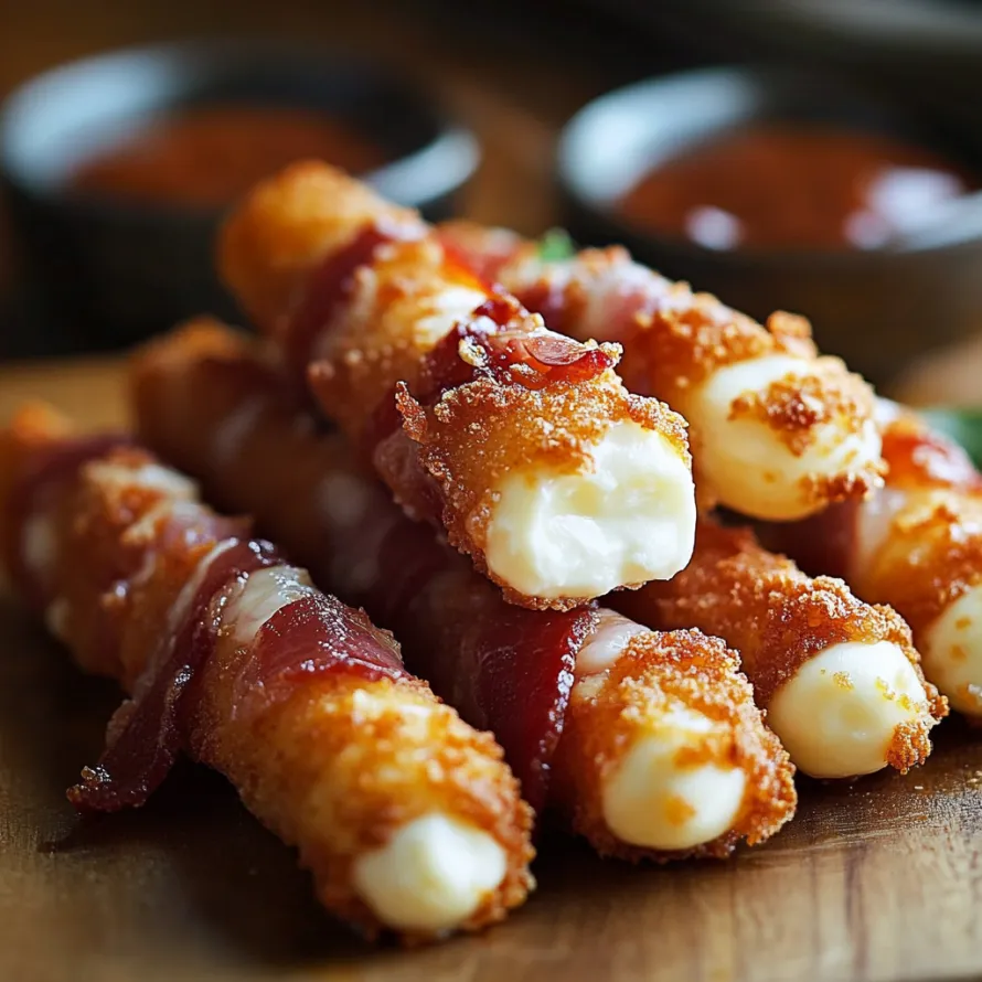 Um prato com palitos de queijo e molho.