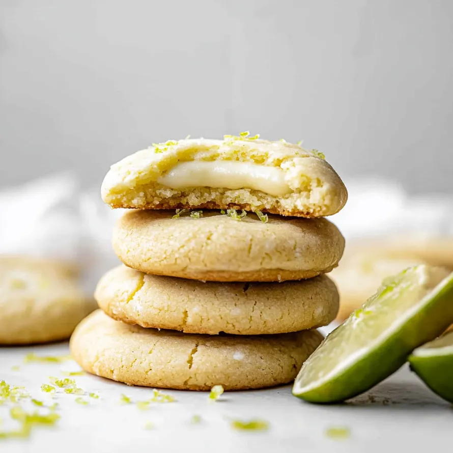 Uma pilha de biscoitos com fatias de limão por cima.