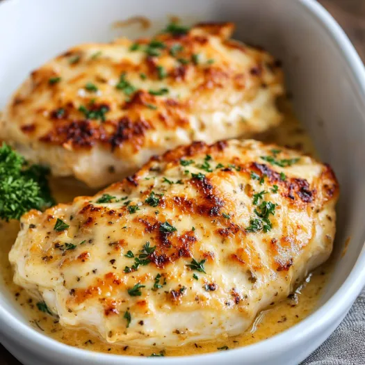 Uma tigela de frango com ervas e molho.