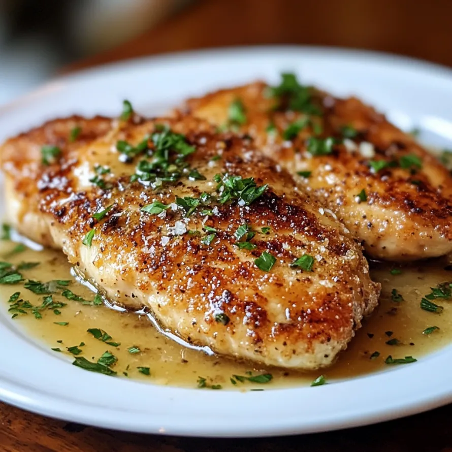 Frango crocante servido com ervas em um prato claro.