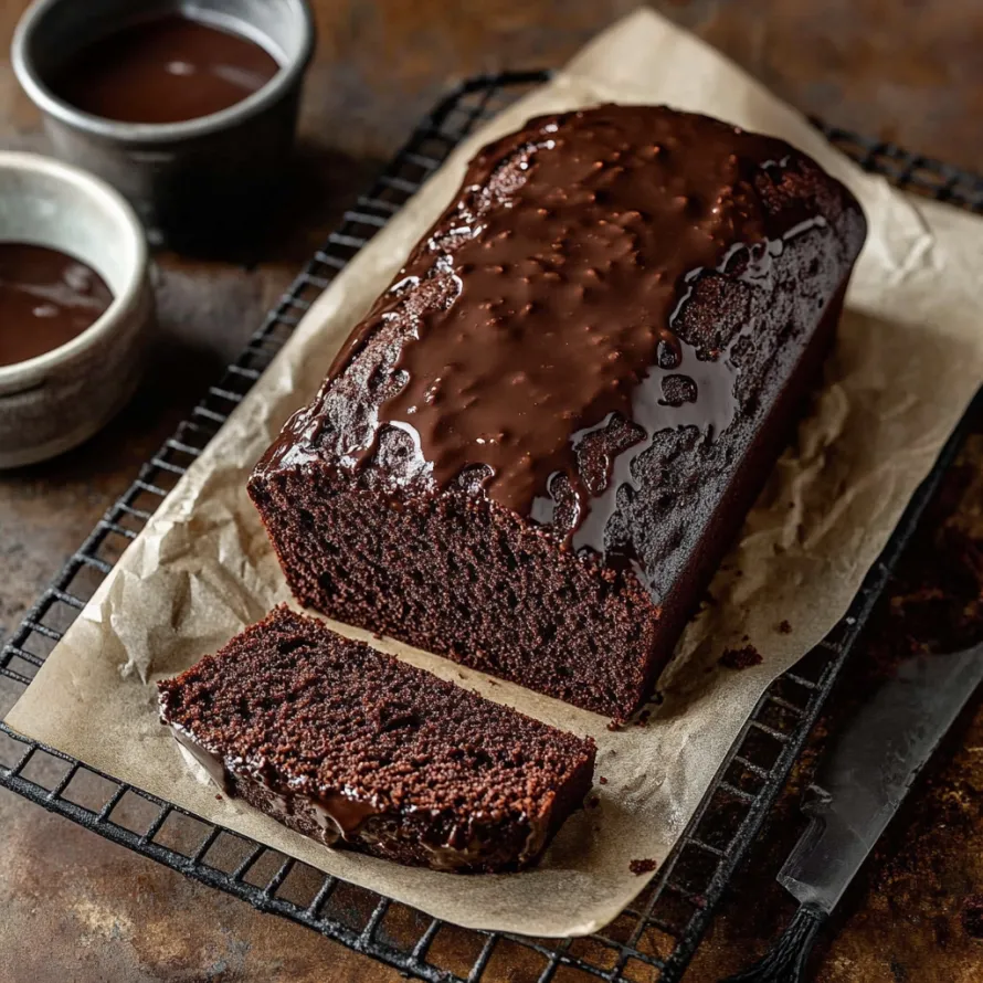 Um bolo de chocolate numa grelha de arrefecimento.