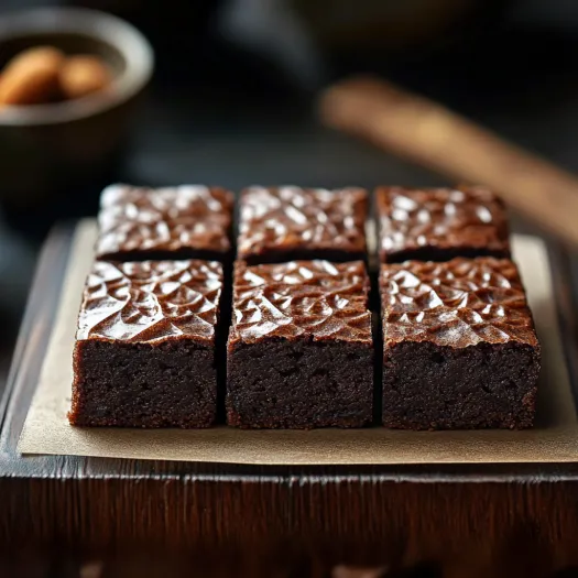 Um quadrado de bolo de chocolate.