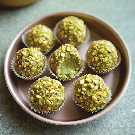 Um prato com bolinhas verdes.