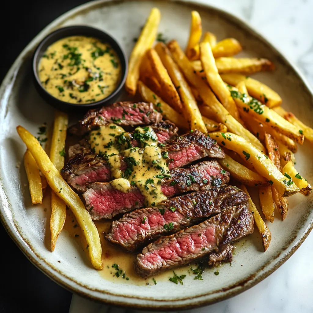 Prato de frites e bife.