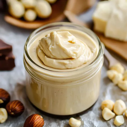 Um pote de creme com nozes ao lado.