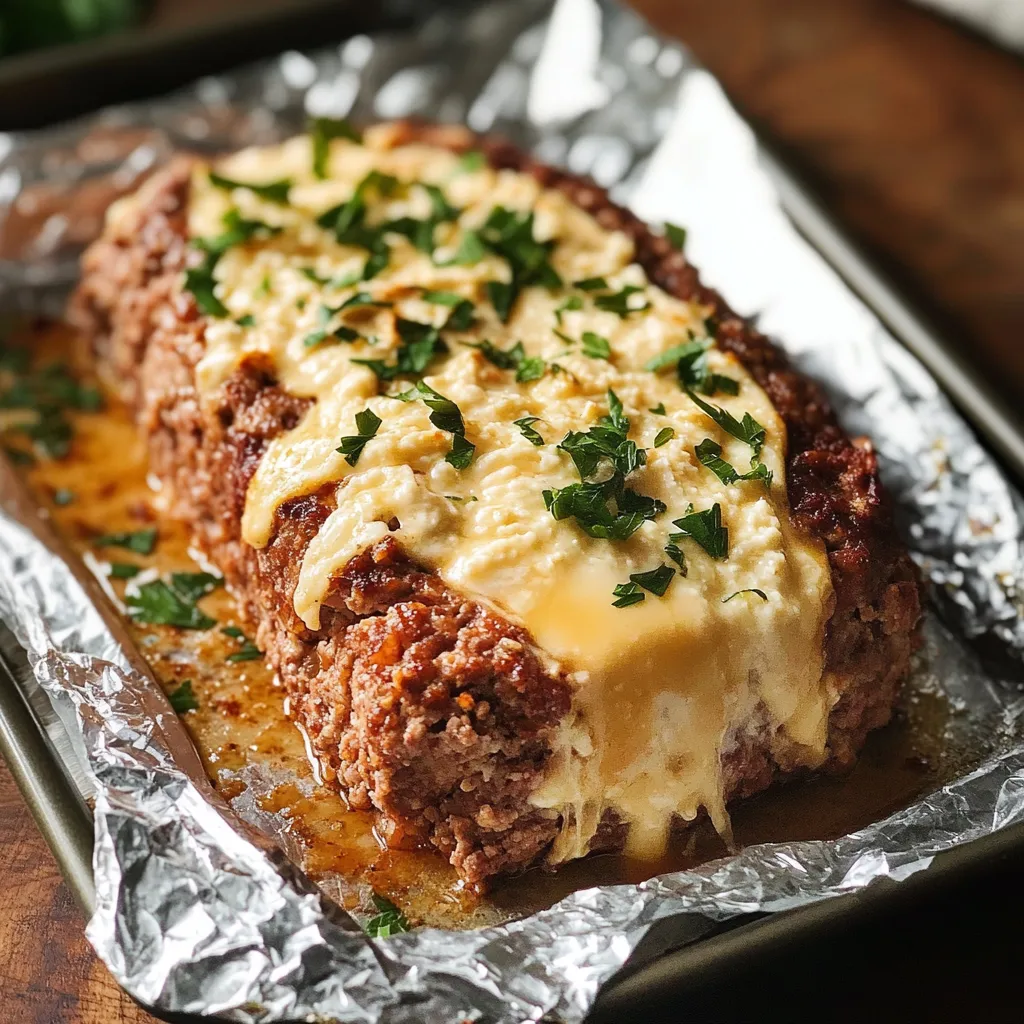 Um pedaço de carne com queijo por cima.
