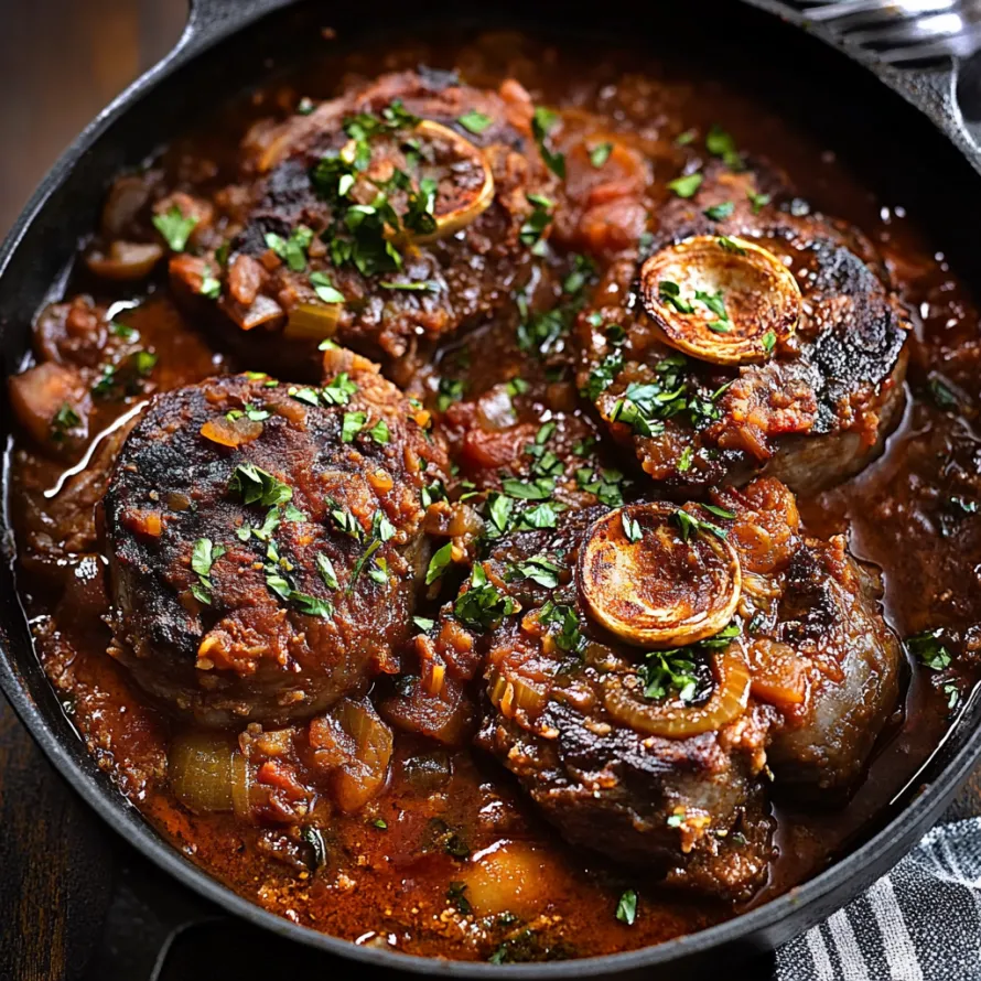 Um prato de carne com cebolas e ervas.