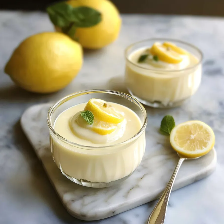 Dois pequenos copos com creme de limão.