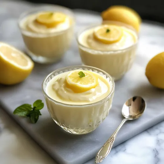 Quatro pequenas taças de creme de limão.