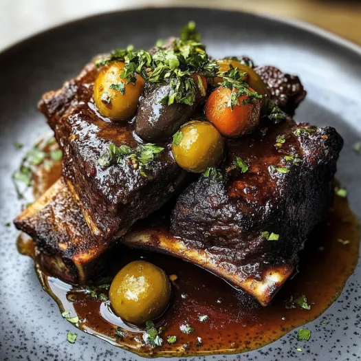 Prato de carne com azeitonas e cenouras.