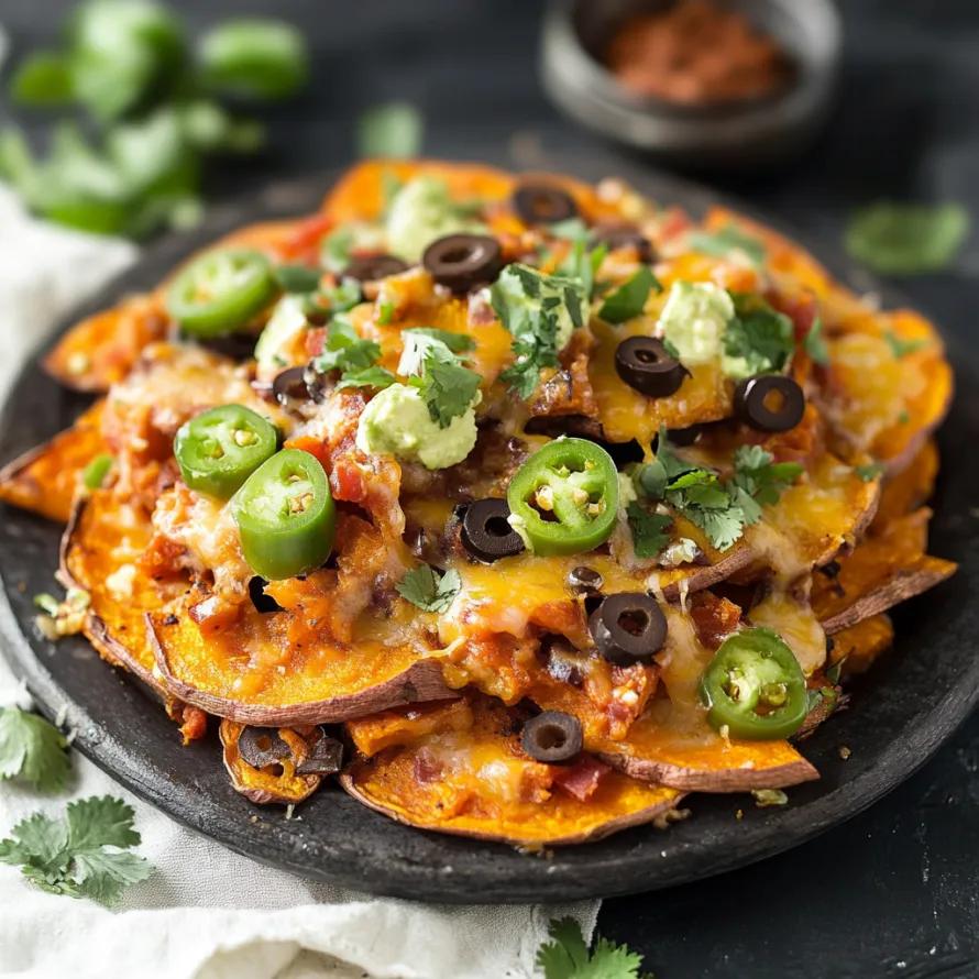 Um prato de nachos com jalapeños e queijo.