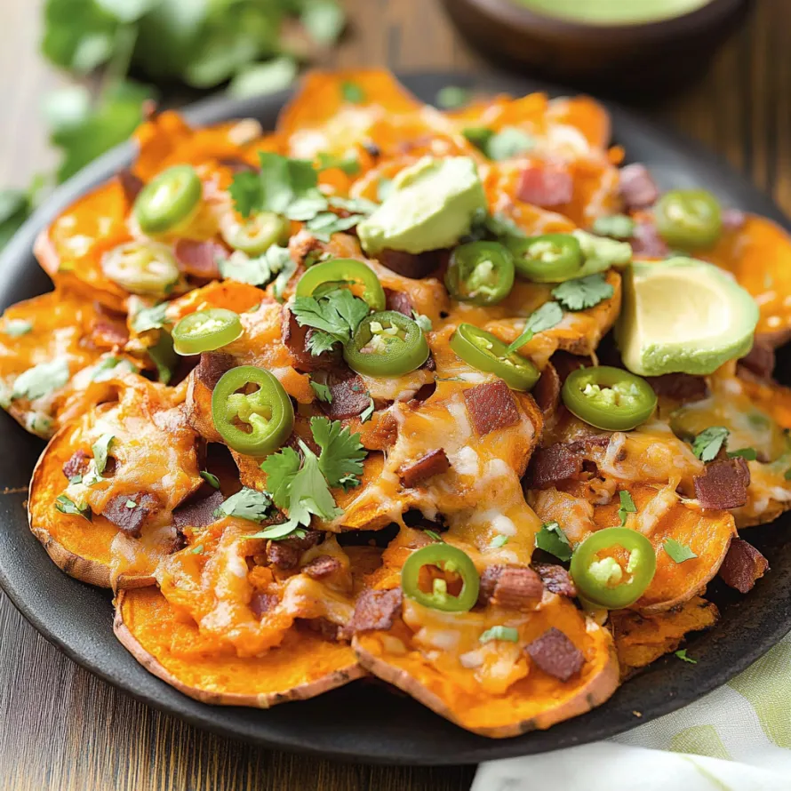 Um prato de nachos com jalapeños e queijo.