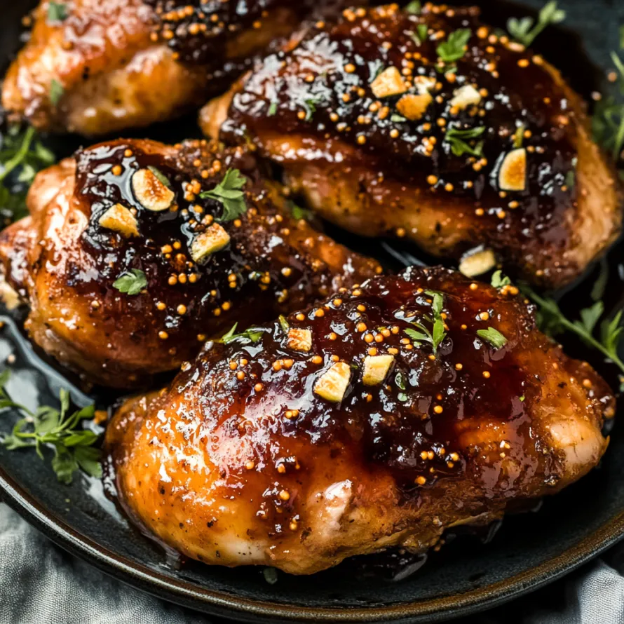 Um prato de frango com molho.