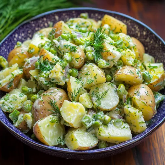 Uma tigela de batatas com ervas frescas.