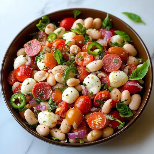 Taça com tomates, feijão e queijo.