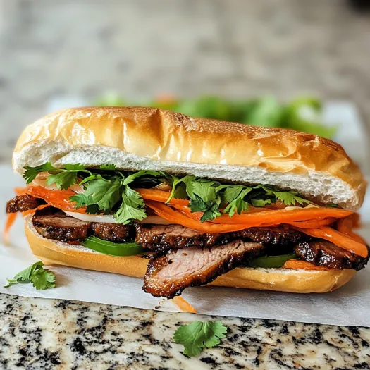Um sanduíche com carne e legumes.