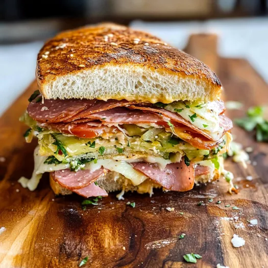 Sanduíche com carne e alface sobre uma mesa de madeira.