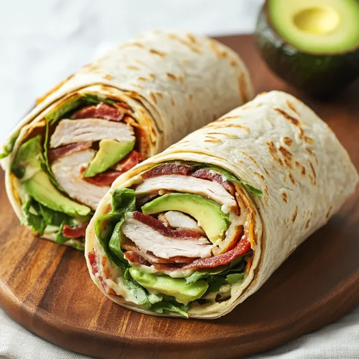 Um wrap recheado com carne e abacate.