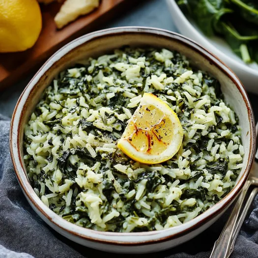 Um tigela de arroz com uma fatia de limão em cima.