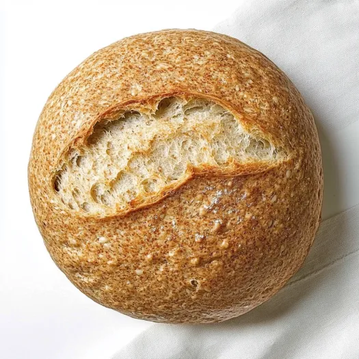 Uma fatia de pão com buraco no meio.