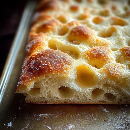 Pedaço de pão cheio de bolhas.