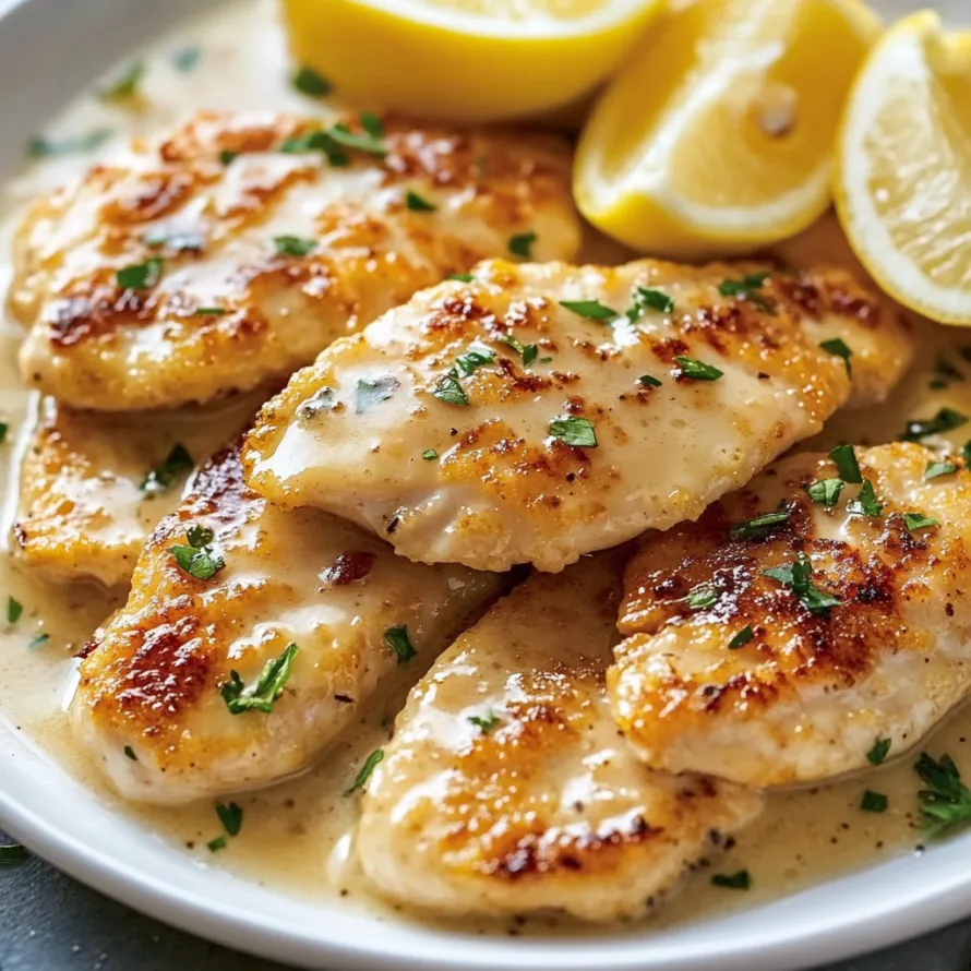 Frango servido com gomos de limão ao lado.