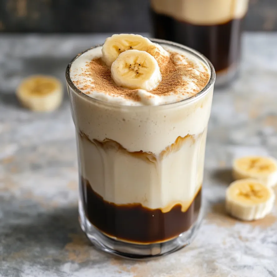 Copo de banana com chocolate.