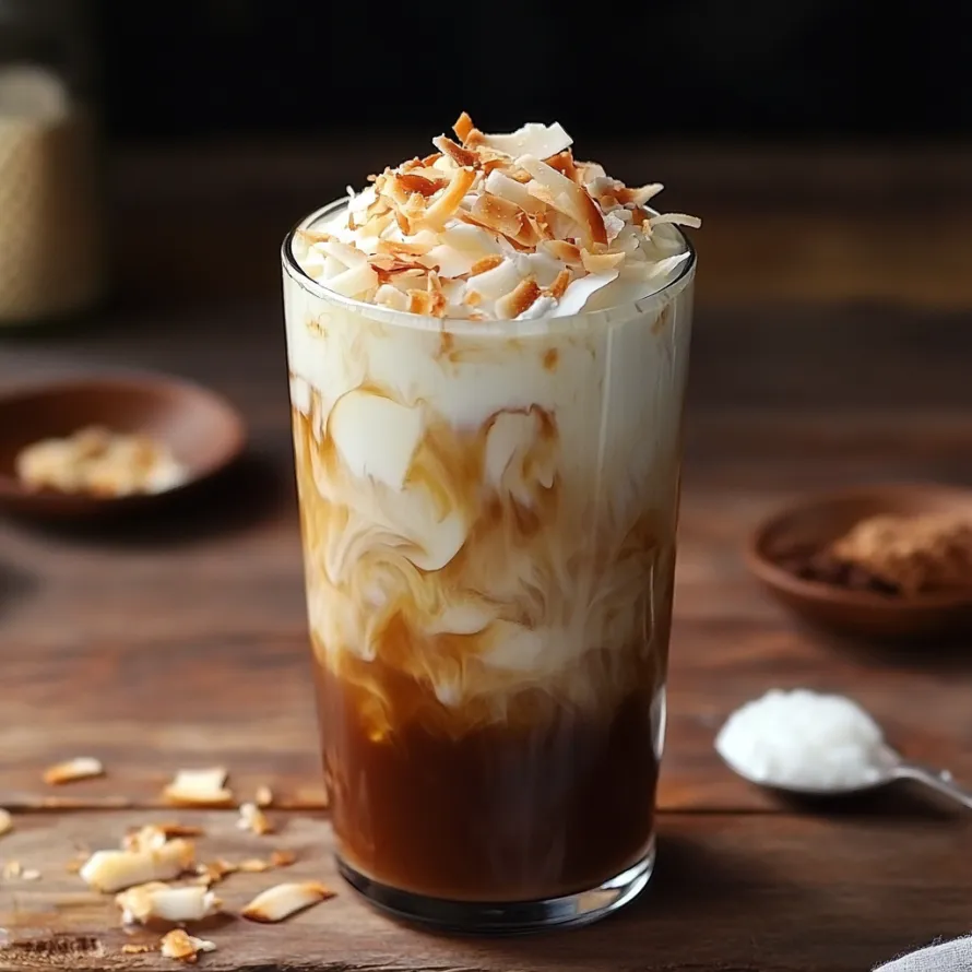 Copo de leite de coco e colher.
