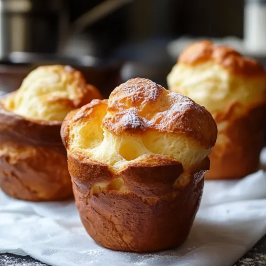 Três bolinhos em cima de um guardanapo branco.