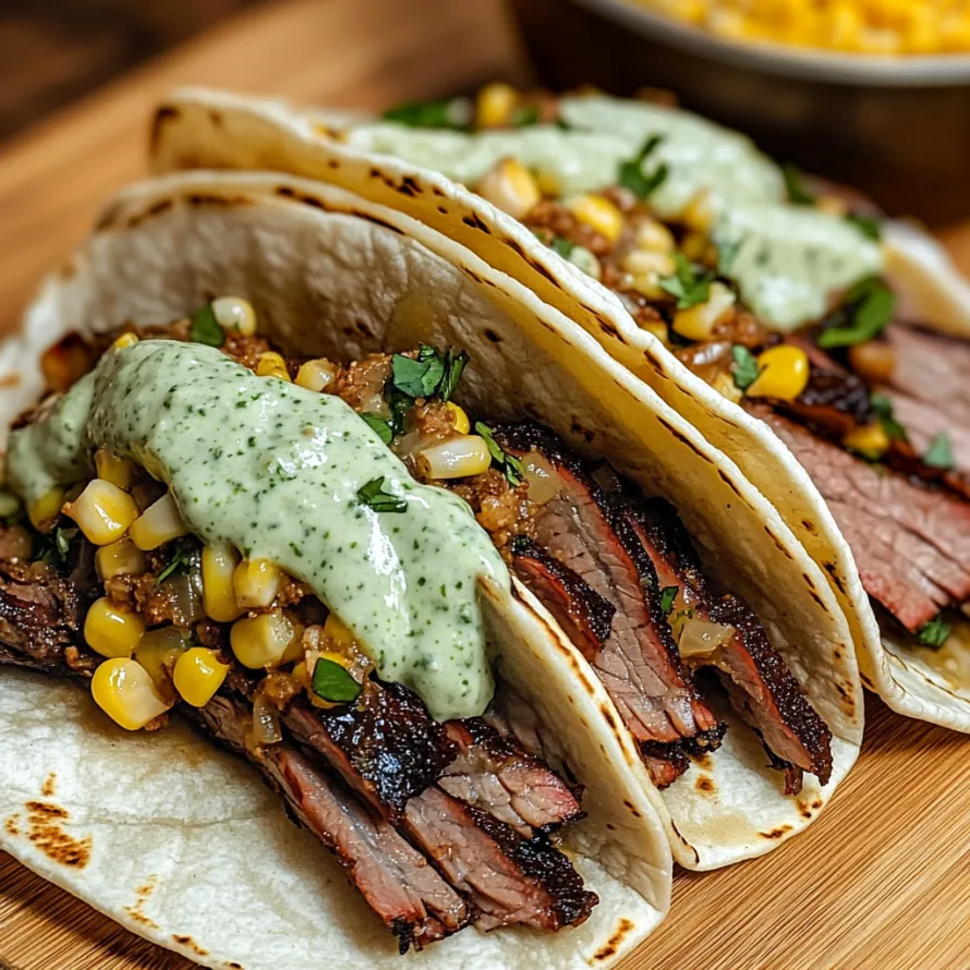 Dois tacos com carne e creme por cima.