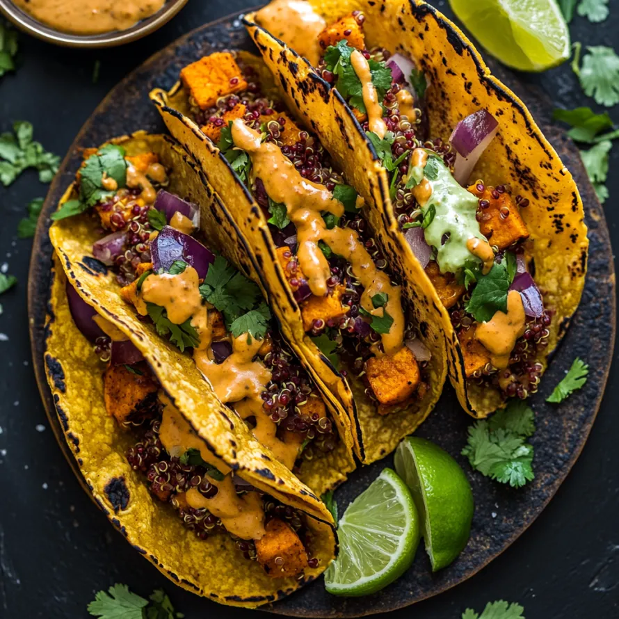 Um prato de tacos com molho.