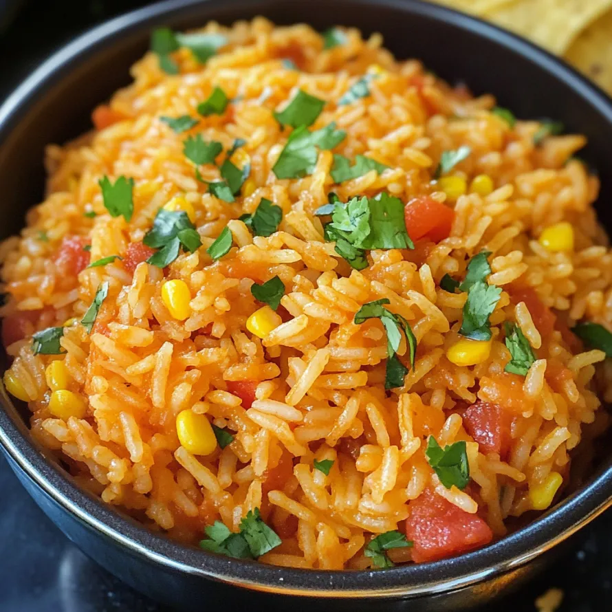 Tigela de arroz com cebolinha e tomate.
